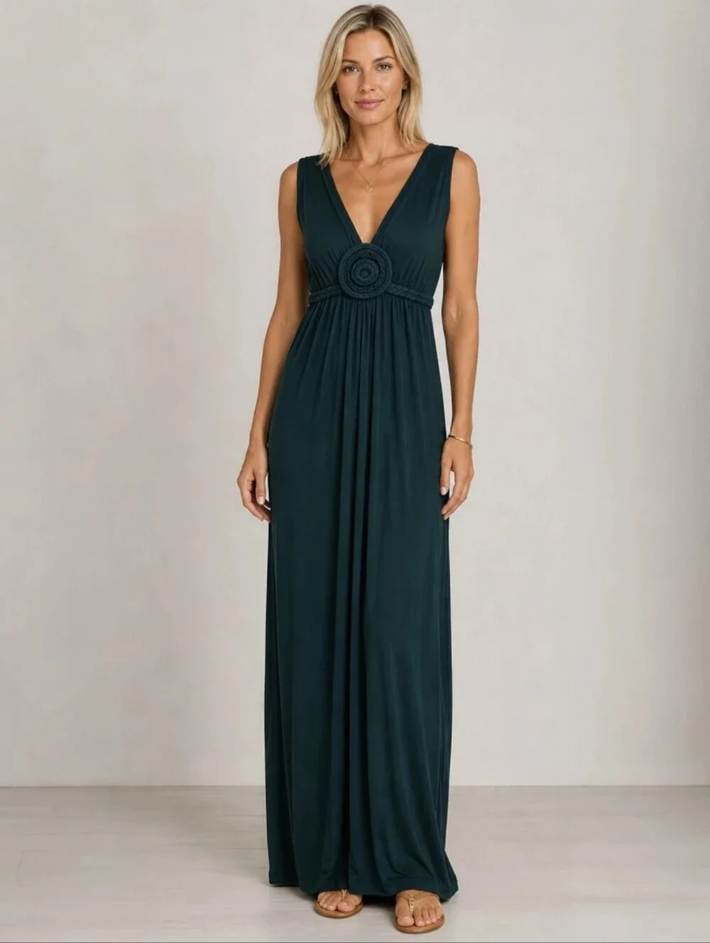 Max Studio Dark Green Maxi Dress Size Small